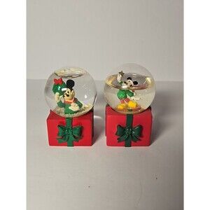 Disney JCPenney Miniature Snow Globe Mickey Mouse Lot of 2 Black Friday